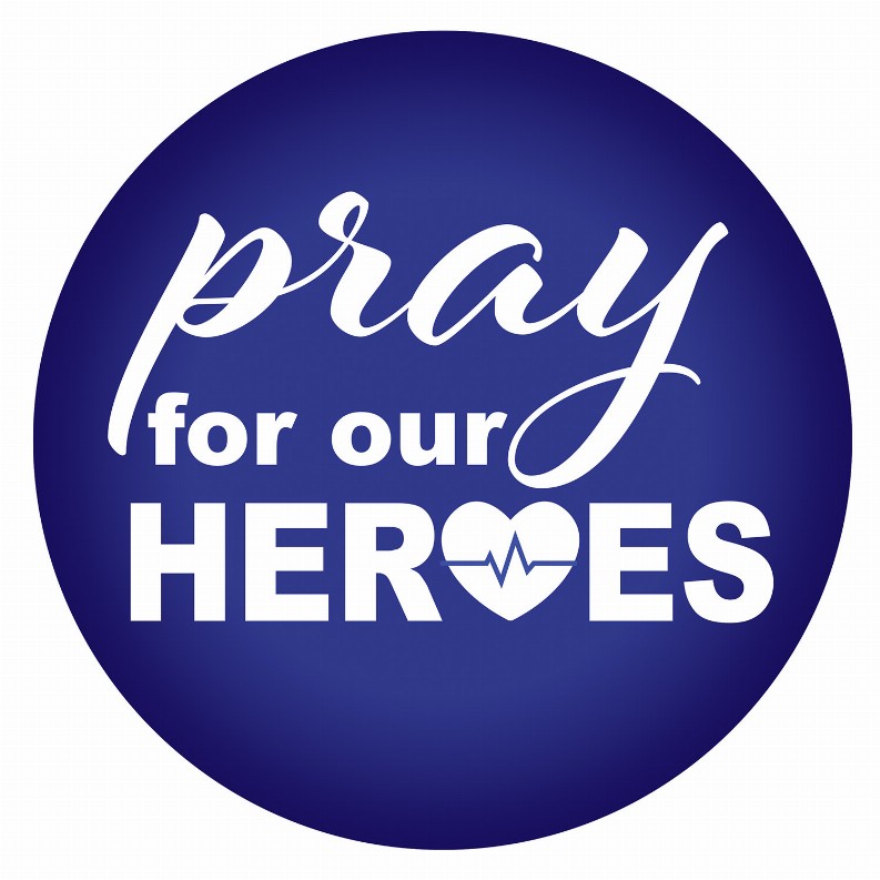 Printed Buttons - Blue Pray For Our Heroes Button