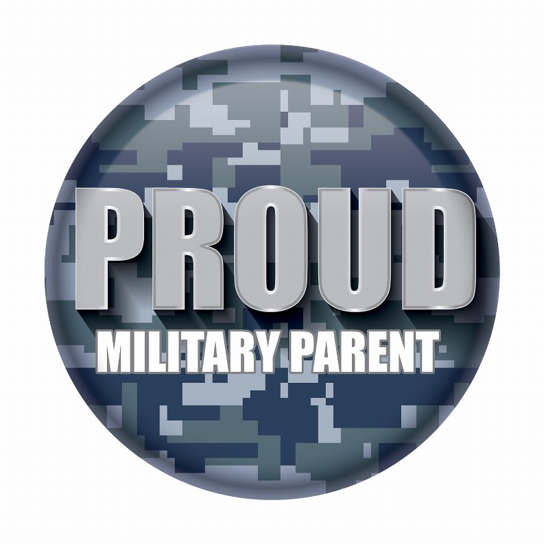 Printed Buttons - Blue Camo Proud Military Parent Button