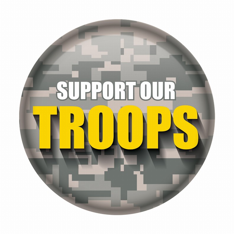 Printed Buttons - Camo Support Our Troops Button