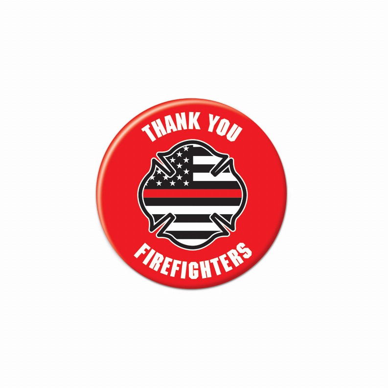 Printed Buttons - Red Thank You Firefighters Button
