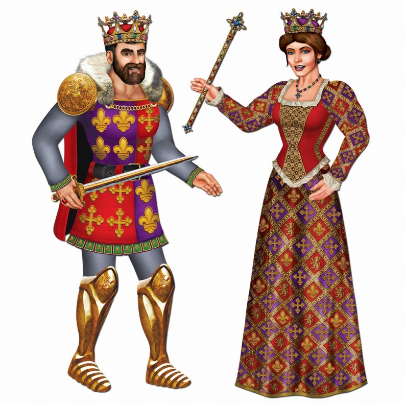Printed One Side  - Medieval Jointed Royal King & Queen