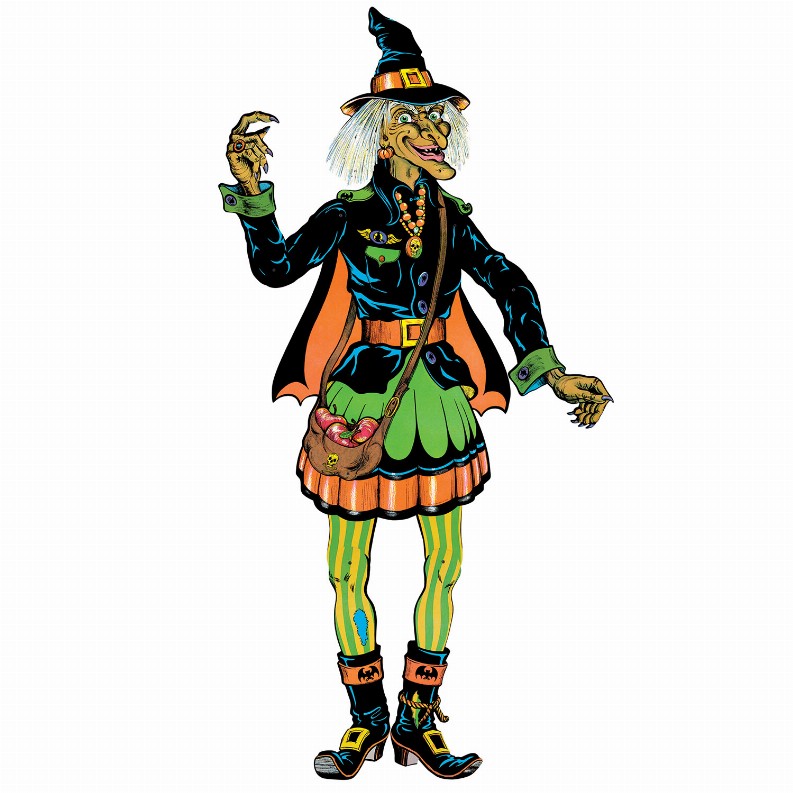 Printed One Side  - Halloween-Vintage Vintage Halloween Jointed Witch