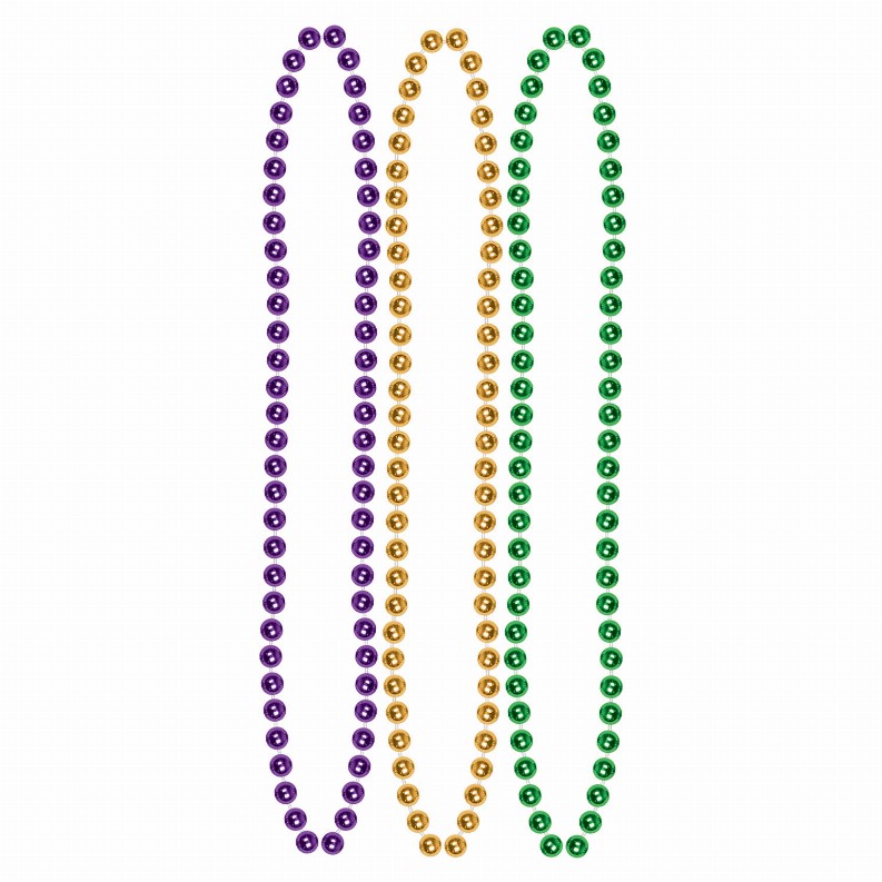 Round Party Beads  - General Occasion Assorted Gold, Green & Purple Bulk Party Beads - Small Round