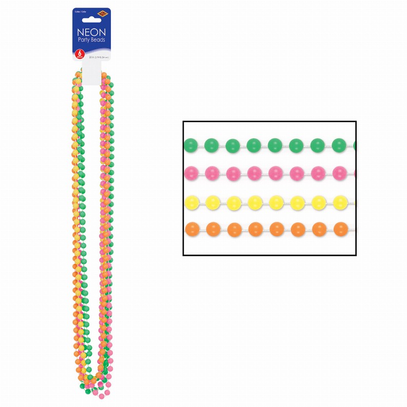 Round Party Beads  - General Occasion Neon Party Beads