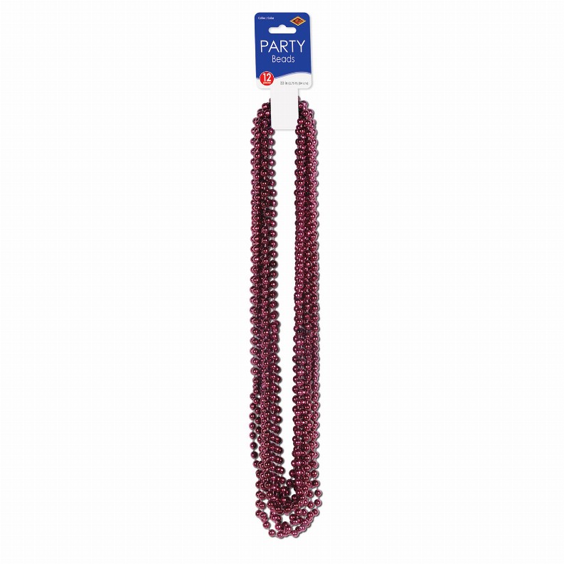 Round Party Beads  - General Occasion Party Beads - Small Round maroon