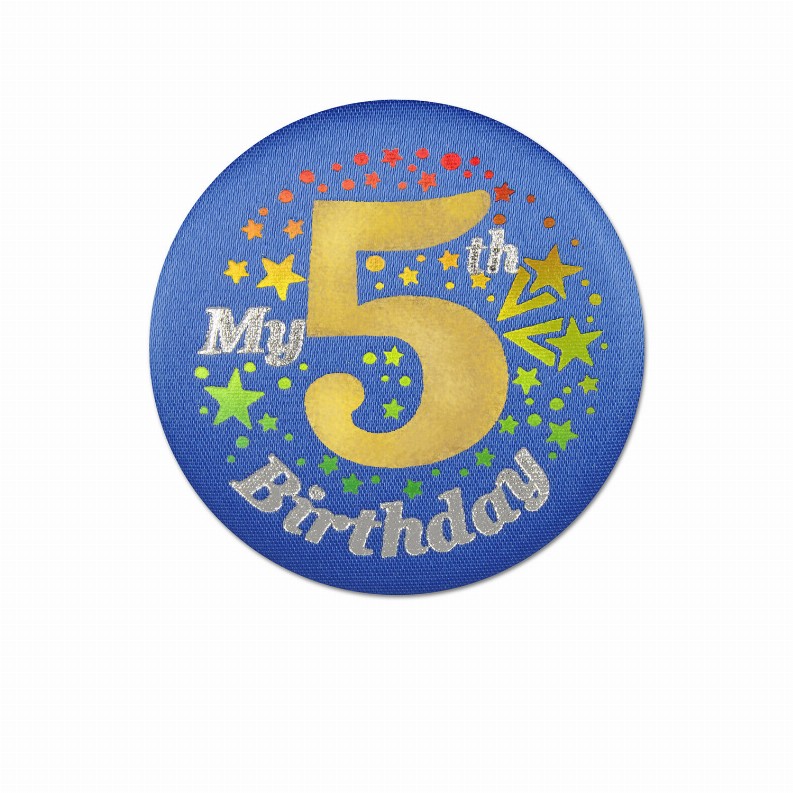 Satin Buttons  - Birthday-Age Specific Blue My 5th Birthday Satin Button