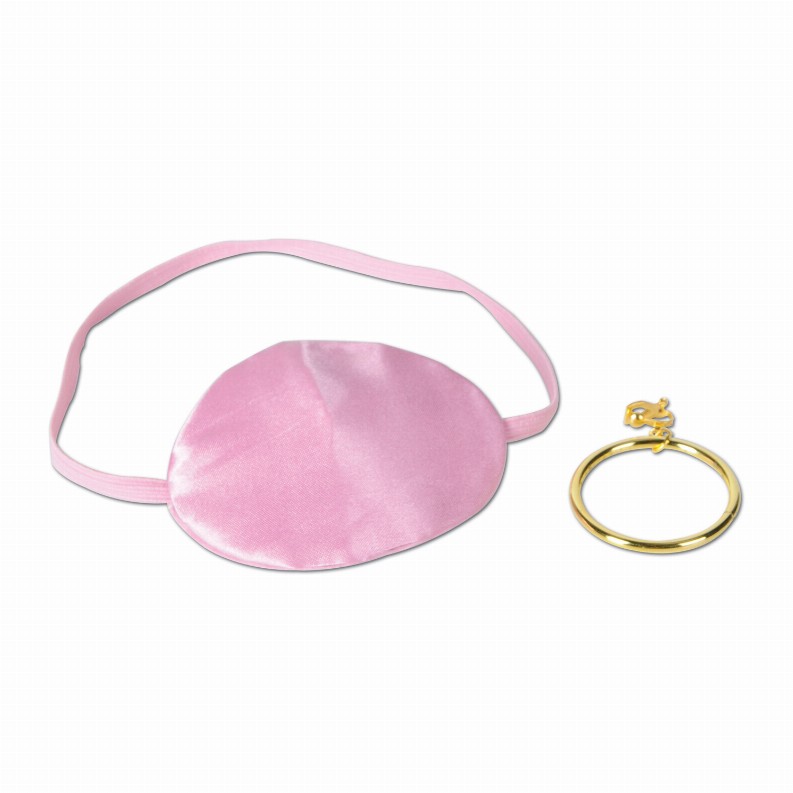 Sets  - Pirate Pink Pirate Eye Patch With Plastic Earring