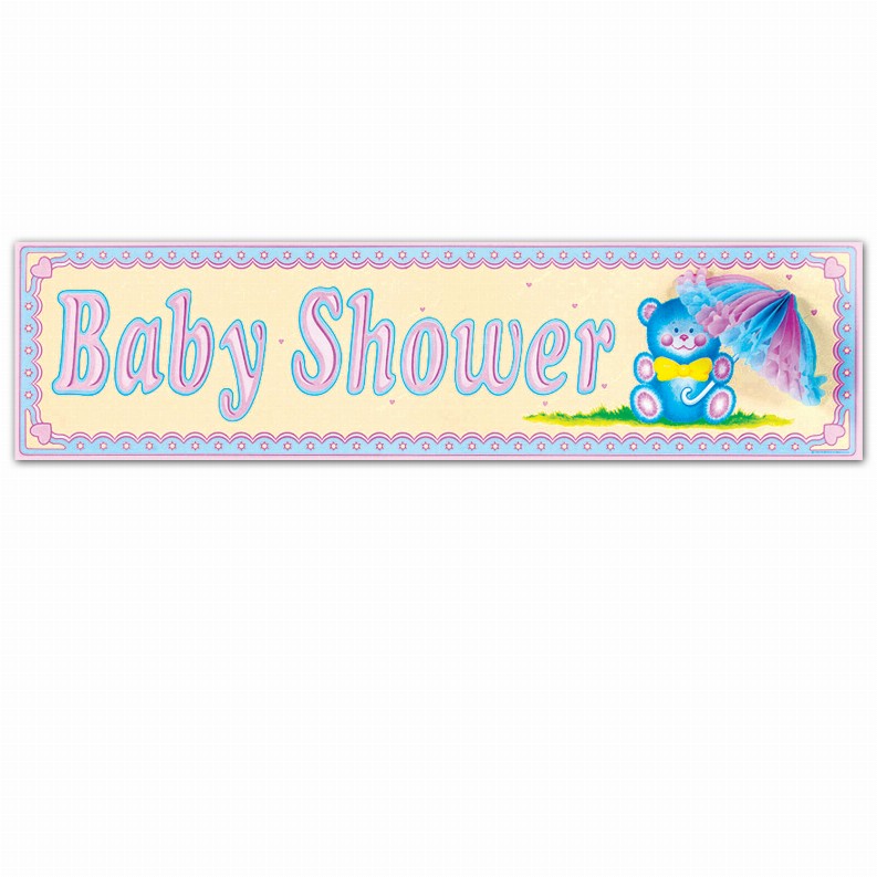 Signs  - Baby Shower Baby Shower Sign With Tissue Parasol
