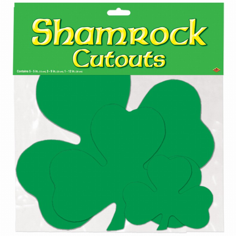 Silhouettes  - St. Patricks Assorted Packaged Printed Shamrock Cutouts