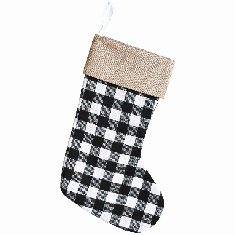Stockings  - Christmas/Winter Black & White Plaid Stocking