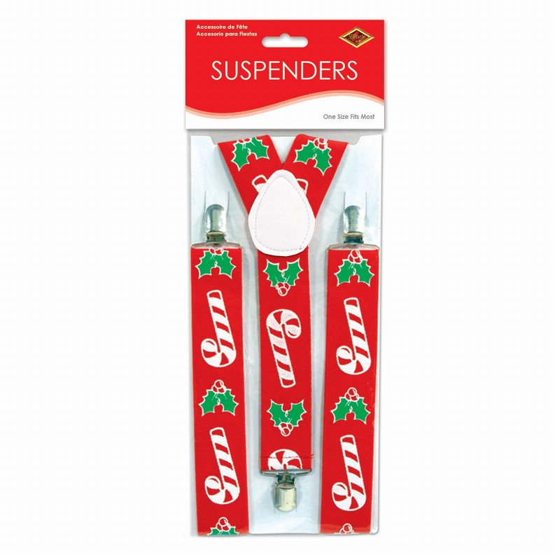 Suspenders  - Christmas/Winter Candy Cane & Holly Suspenders