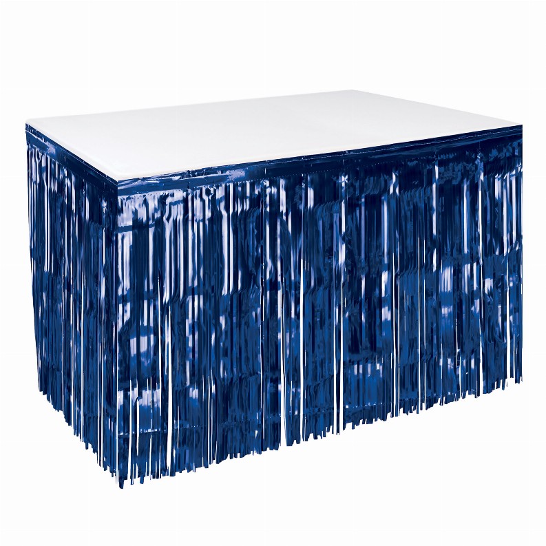 Table Skirts - Metallic  - General Occasion Packaged 1-Ply Metallic Table Skirting - navy