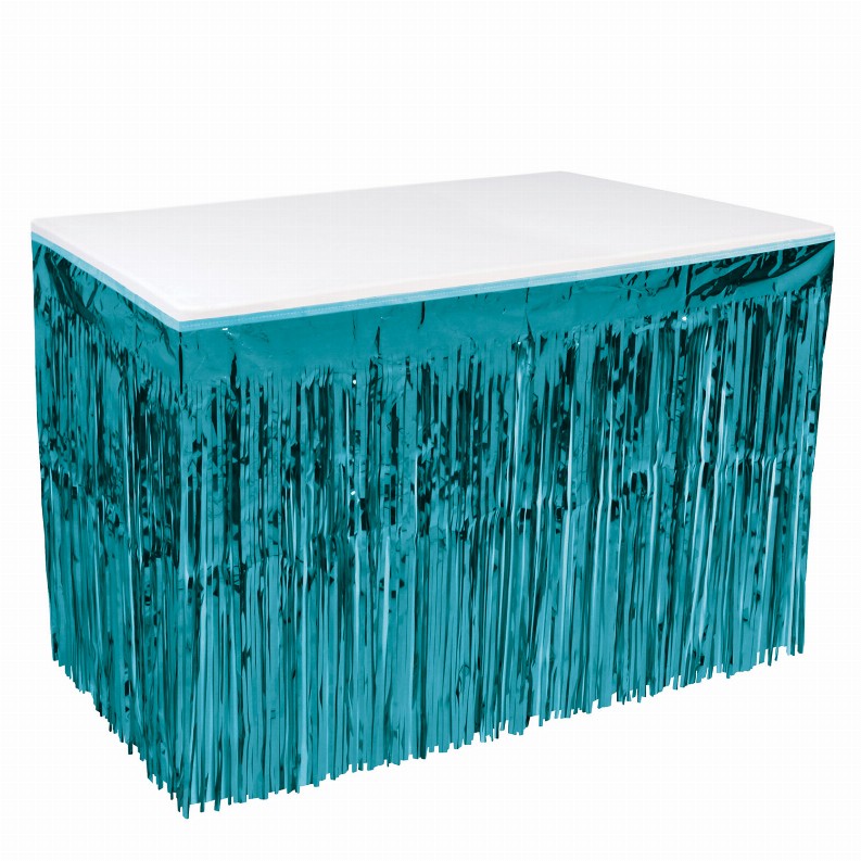 Table Skirts - Metallic  - General Occasion Packaged 1-Ply Metallic Table Skirting - turquoise