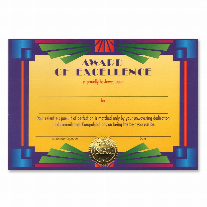 Themed Certificates - Educational Award Of Excellence