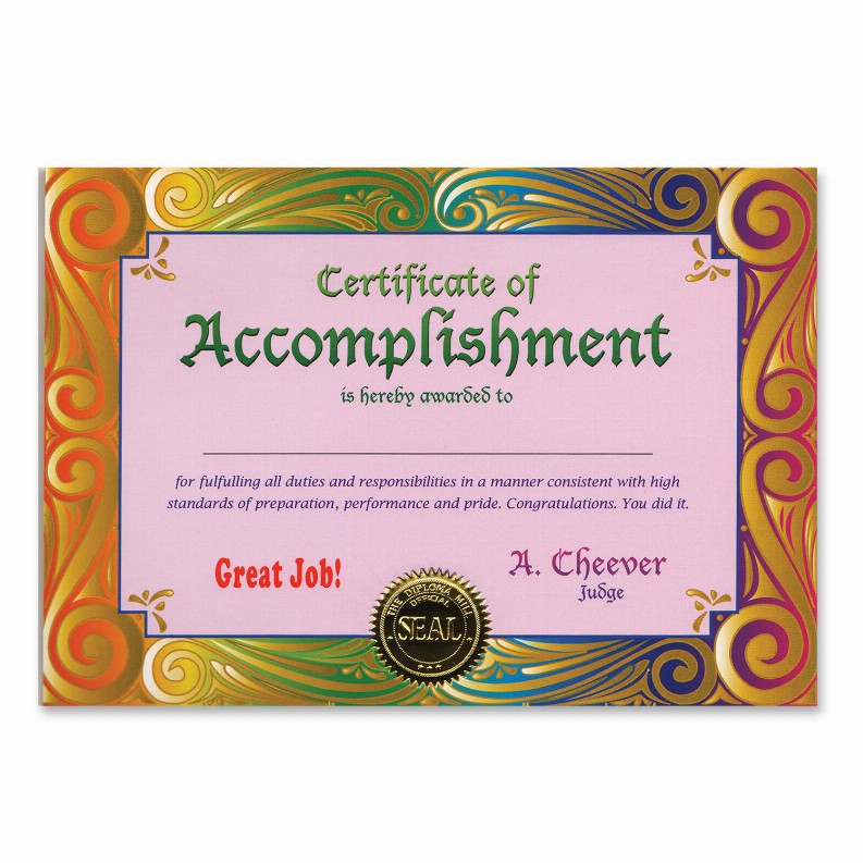 Themed Certificates - Educational  Of Accomplishment