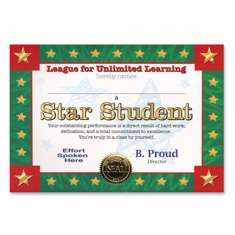 Themed Certificates - Educational Star Student