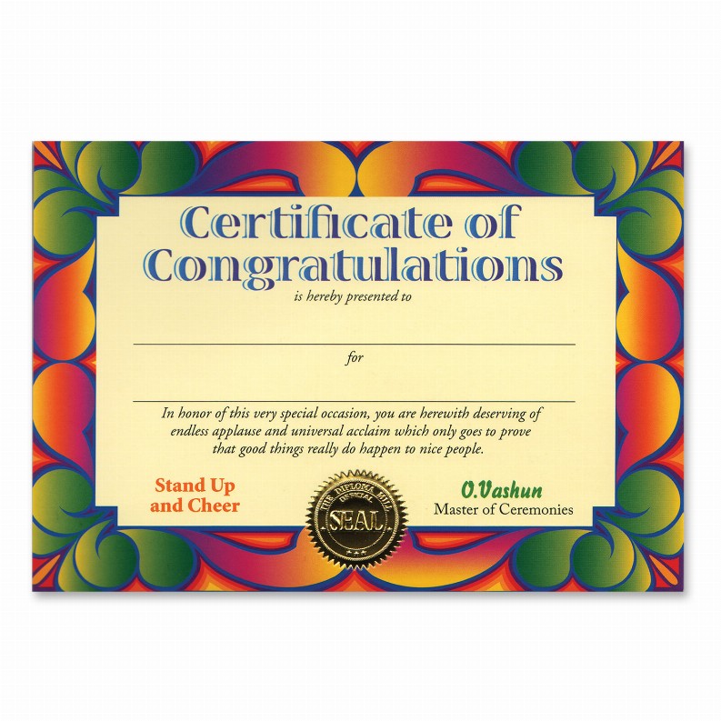 Themed Certificates - General Occasion  Of Congratulations