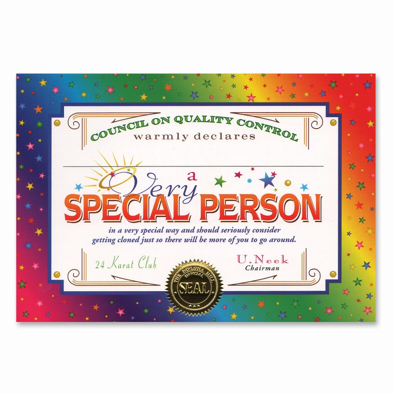 Themed Certificates - General Occasion Very Special Person