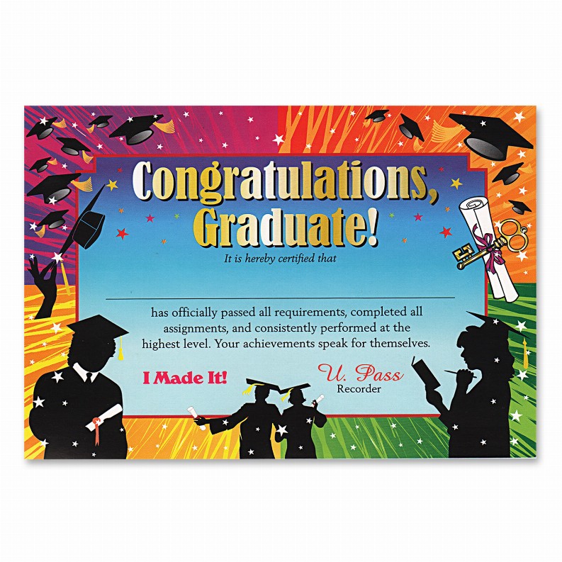 Themed Certificates - Graduation Congratulations Graduate