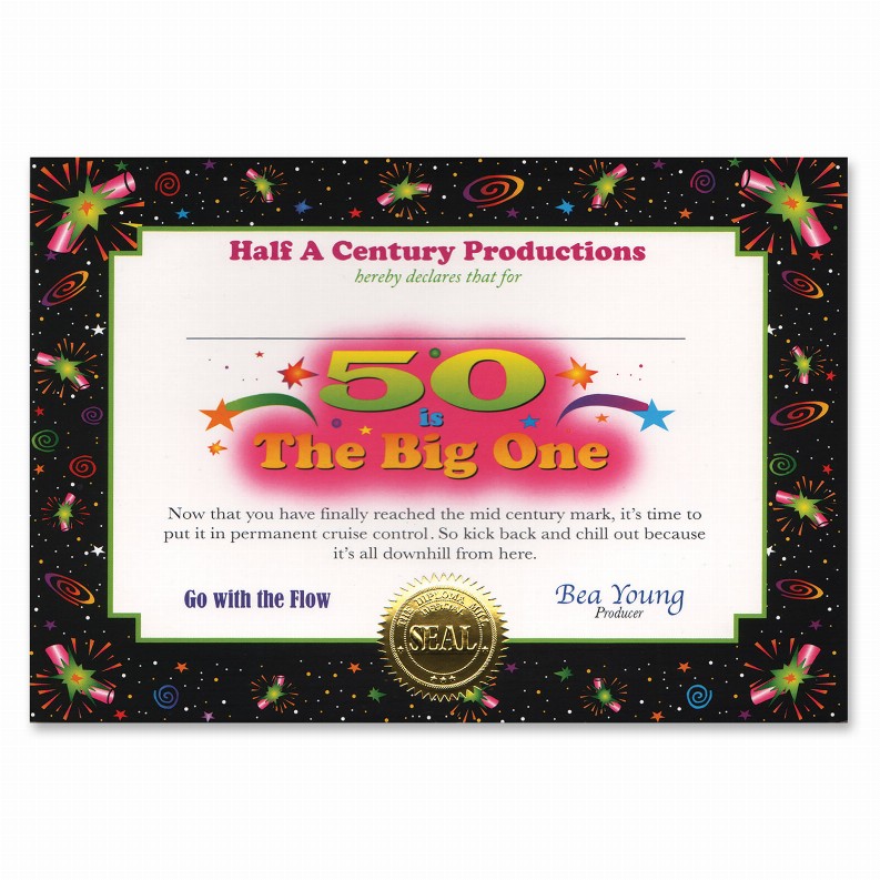 Themed Certificates - Over-The-Hill 50 Is The Big One