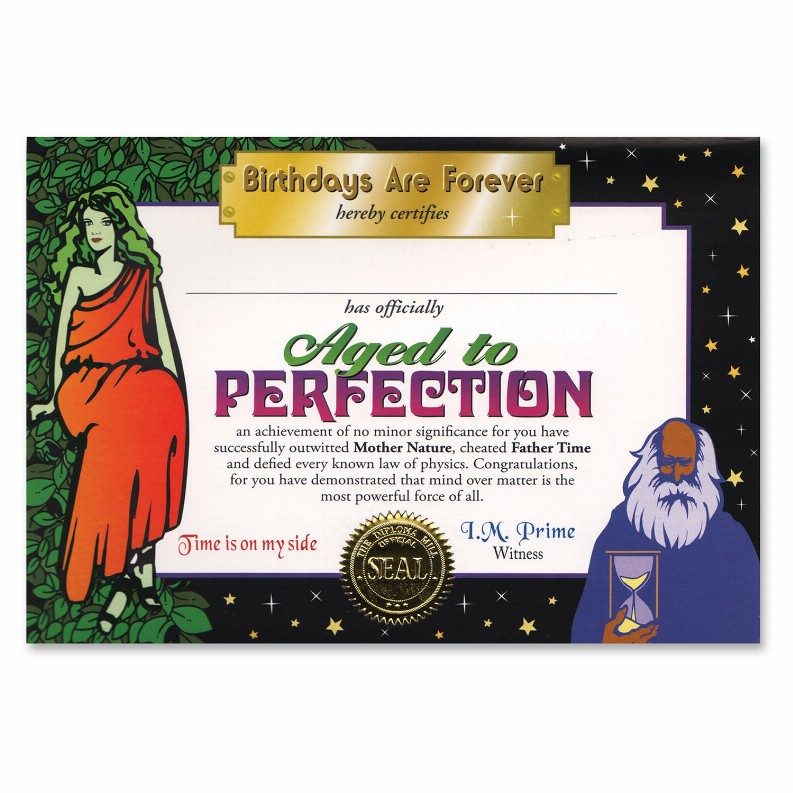 Themed Certificates - Over-The-Hill Aged To Perfection