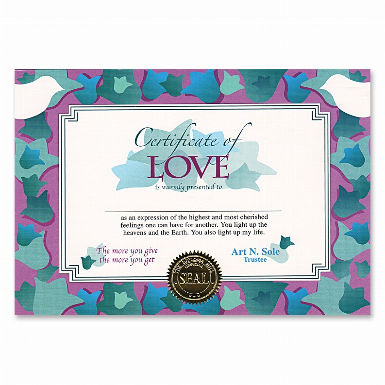 Themed Certificates - Valentines  Of Love