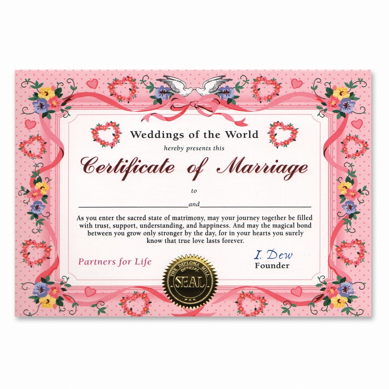 Themed Certificates - Wedding  Of Marriage