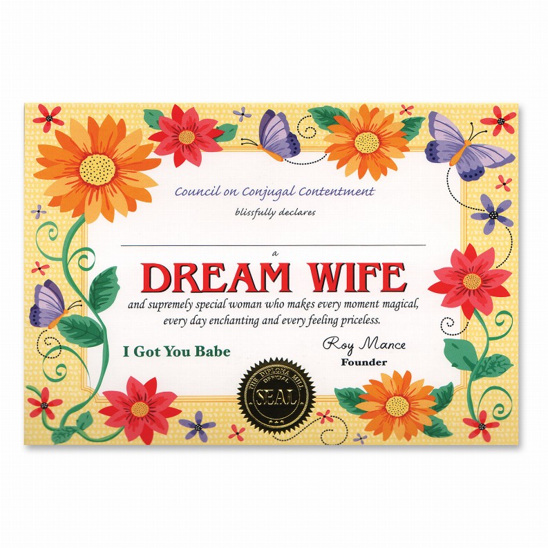 Themed Certificates - Wedding Dream Wife