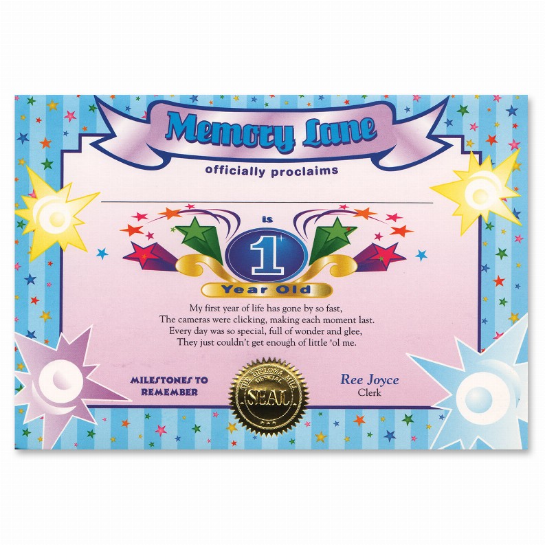Themed Certificates - 1st Birthday 1 Year Old (Boy)