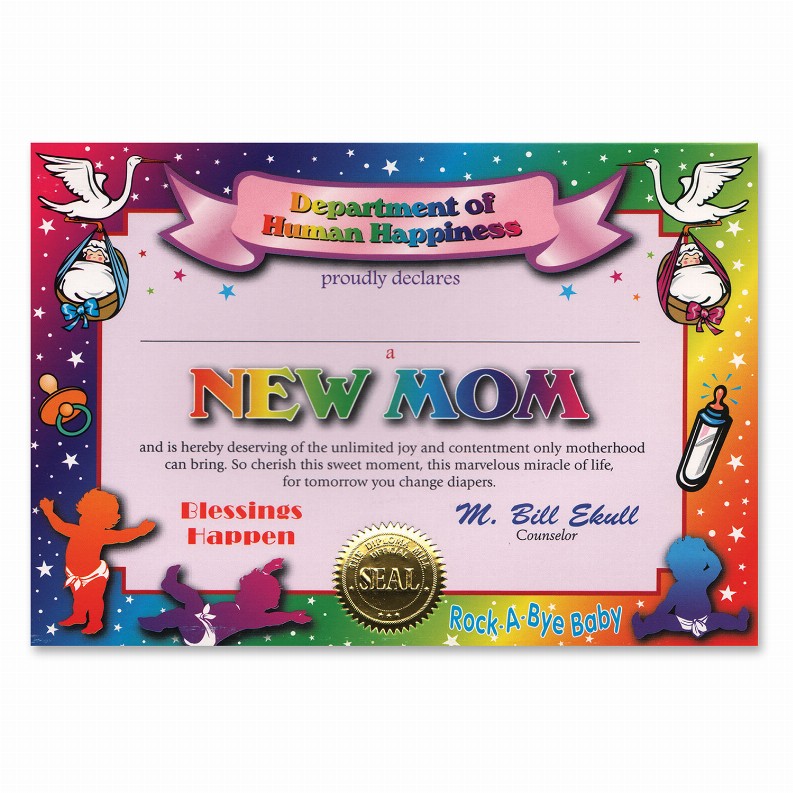 Themed Certificates - Baby Shower New Mom