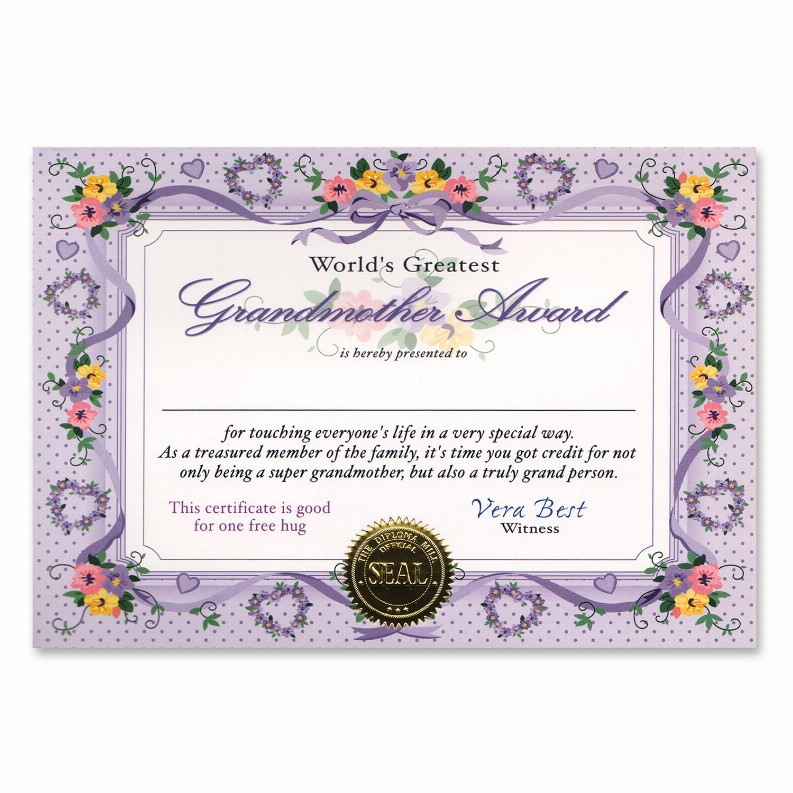Themed Certificates - Baby Shower World's Greatest Grandmother
