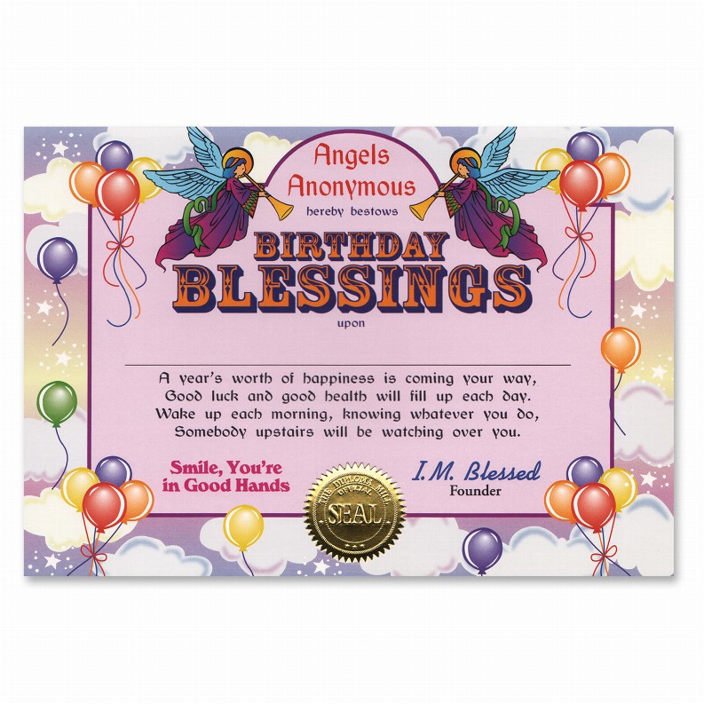 Themed Certificates - Birthday Birthday Blessings