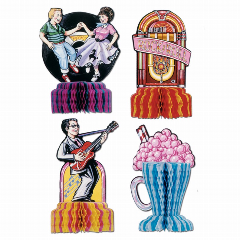 Tissue Style Centerpiece - Multicolor 50's/Rock & Roll Tissue 50's Mini