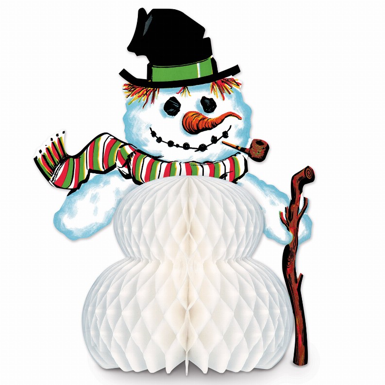 Tissue Style Centerpiece - Multicolor Christmas-Vintage Tissue Vintage Christmas Snowman