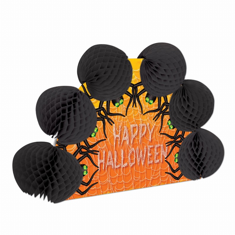 Tissue Style Centerpiece - Multicolor Halloween Tissue Halloween Spiders Pop-Over