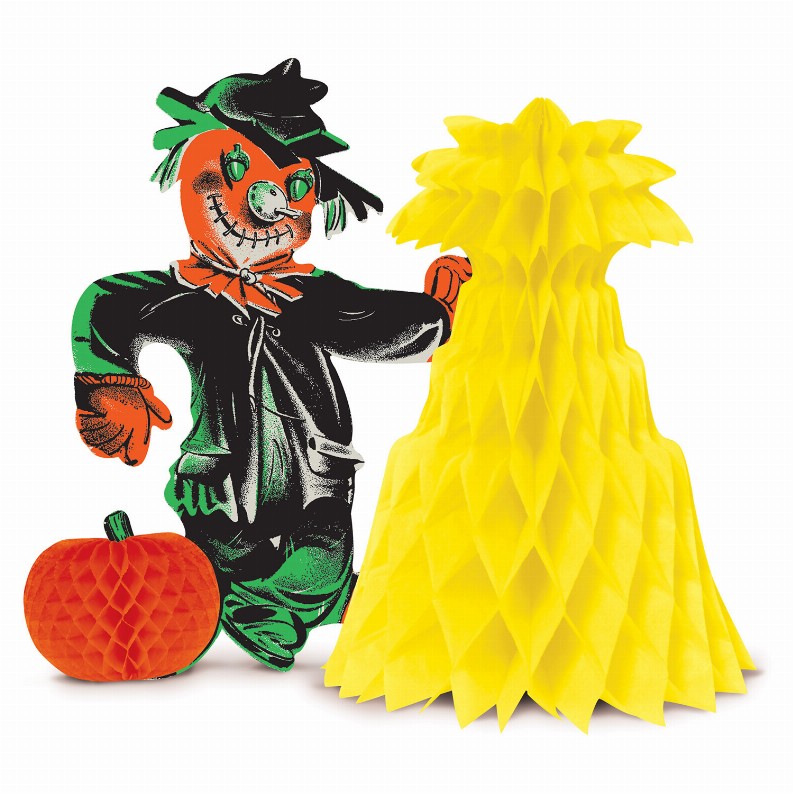 Tissue Style Centerpiece - Multicolor Halloween-Vintage Tissue Vintage Halloween Scarecrow