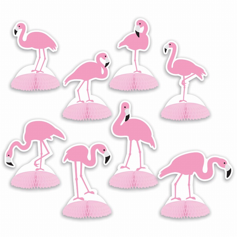 Tissue Style Centerpiece - Multicolor Luau Tissue Flamingo Mini