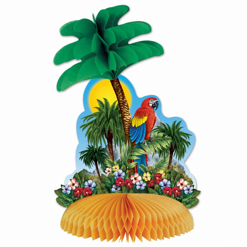 Tissue Style Centerpiece - Multicolor Luau Tissue Tropical Island