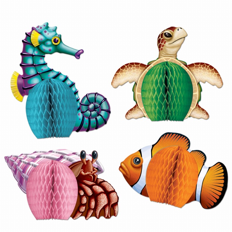 Tissue Style Centerpiece - Multicolor Under The Sea Tissue Sea Creatures Mini