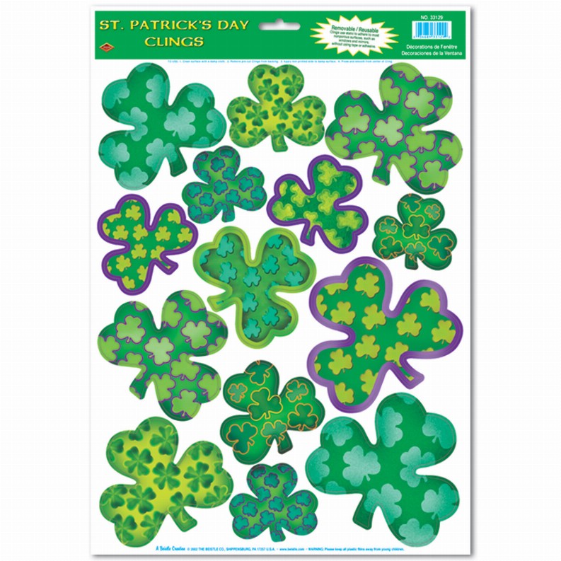 Window Clings  - St. Patricks Irish-Mood Shamrock Clings