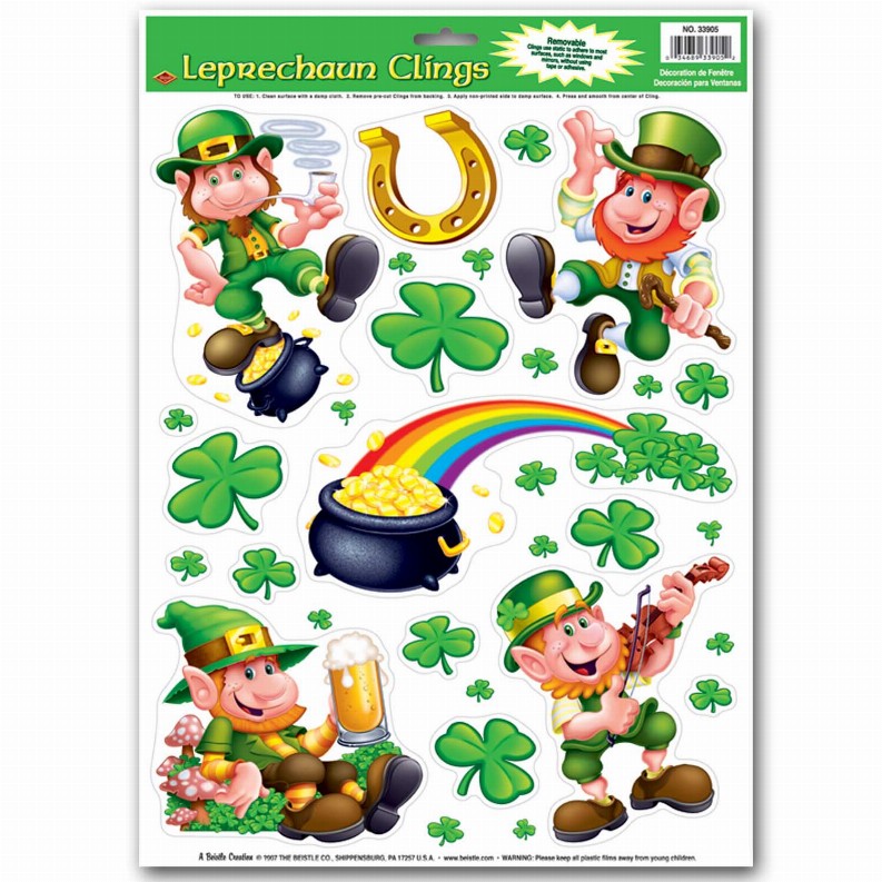 Window Clings  - St. Patricks Leprechaun/Shamrock Clings