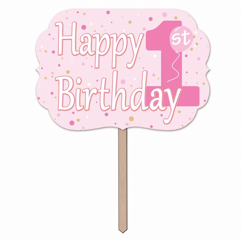 Yard Signs  - 1st Birthday  1st Birthday Yard Sign - Pink