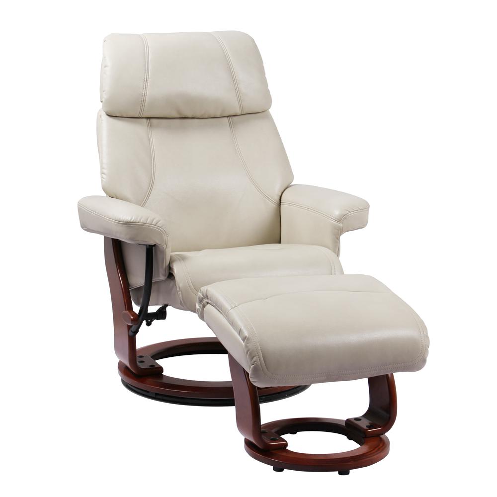 Scandinavian / European-styled recliner and ottoman, Khaki