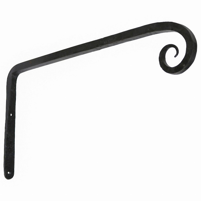 Long Metal Wall Hook with Mounting Hole, Large, Black