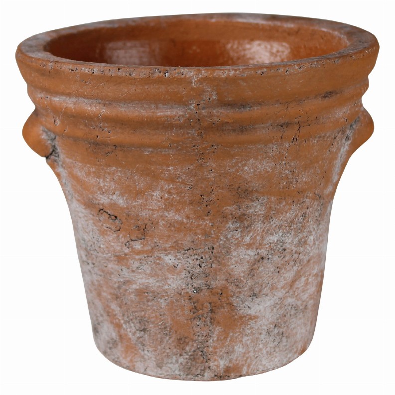 Tia 14 Inch Cement Planter Pot, Tapered, Faux Cracks, Large, Washed Brown