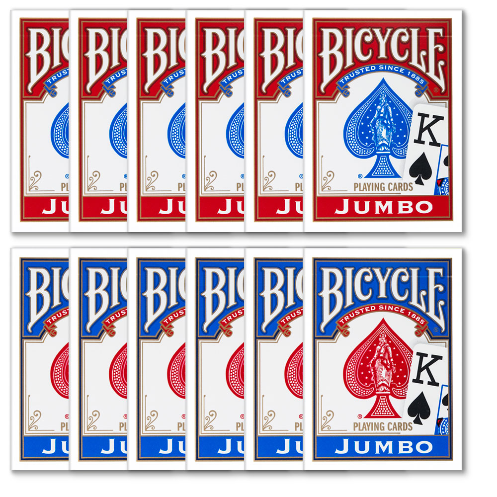 12 Bicycle Poker Size Jumbo Index -Red/Blue