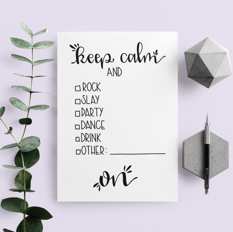 "Keep Calm and..." Checklist - Greeting Card