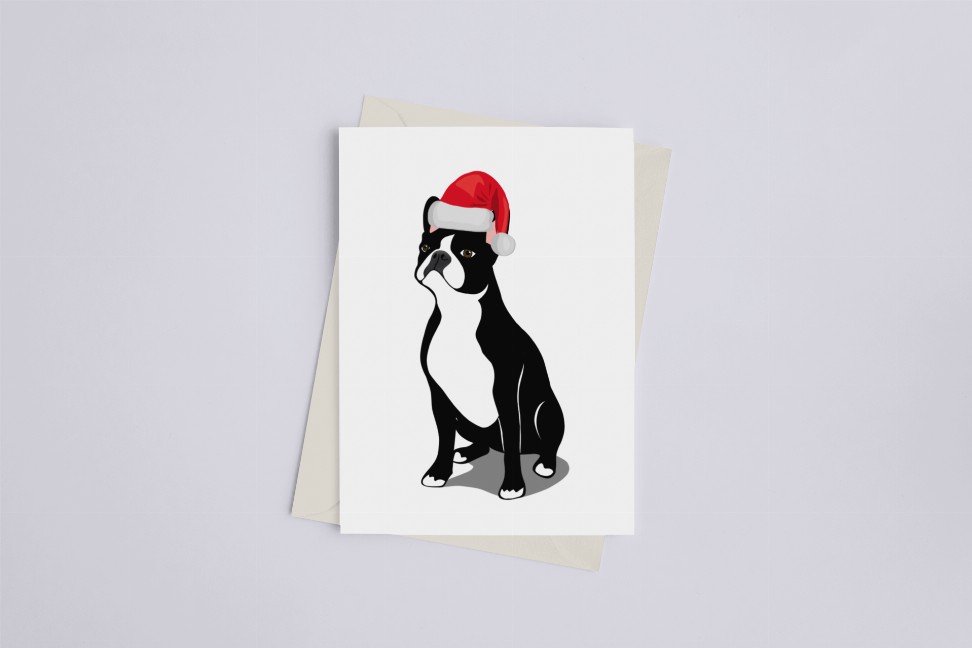Christmas Boston Terrier - Greeting Card