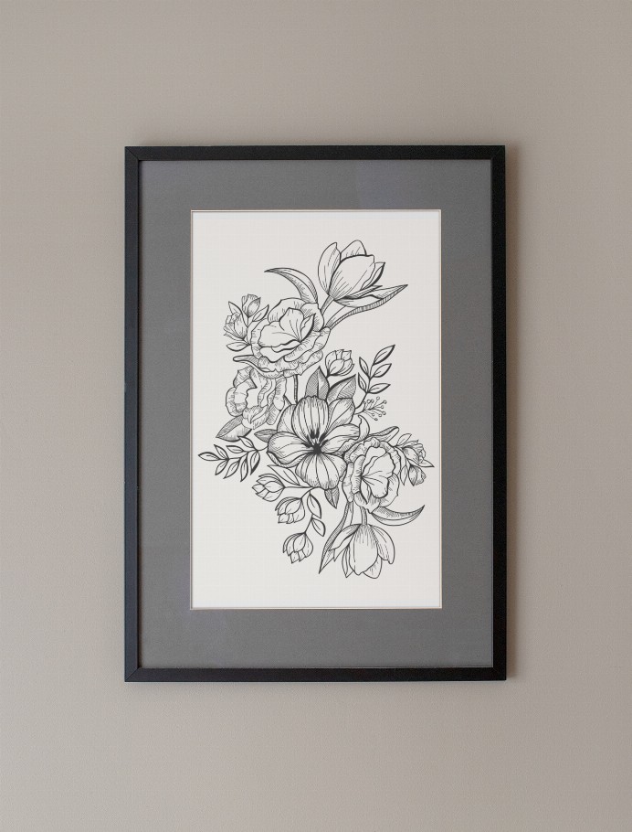 Floral Line Art #1 Print - 5 X 7 Matte Paper