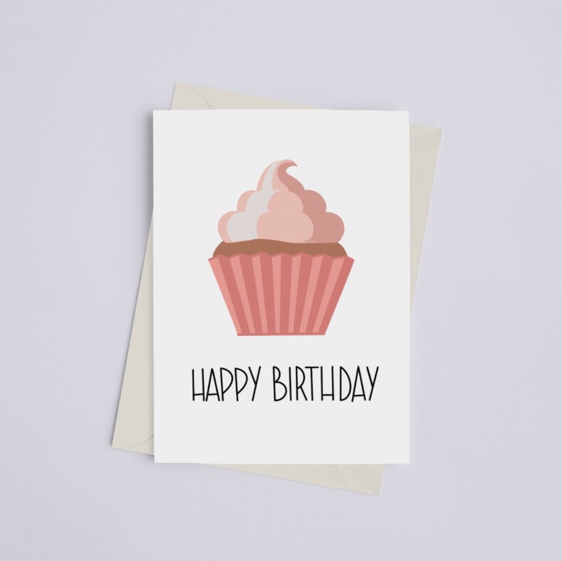 Happy Birthday Cupcake - Greeting Card
